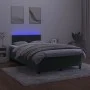 Box spring bed with mattress and LED dark green velvet 120x190cm by vidaXL, Beds and slatted bases - Ref: Foro24-3270156, Pri...