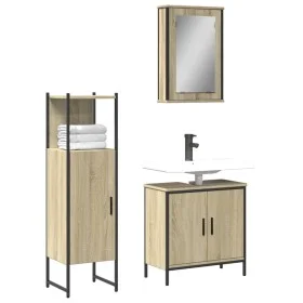 Set de muebles de baño 3 pzas madera contrachapada roble Sonoma de vidaXL, Muebles de baño - Ref: Foro24-3214821, Precio: 175...