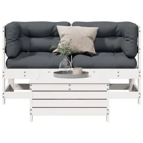 Set de muebles de jardín 3 pzas con cojines madera pino blanco by vidaXL, Garden sets - Ref: Foro24-3250757, Price: 285,39 €,...
