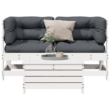 3-teiliges Gartenmöbel-Set mit Kissen aus weißem Kiefernholz. von vidaXL, Gartensets - Ref: Foro24-3250757, Preis: 293,11 €, ...