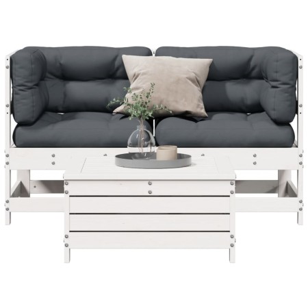 Set de muebles de jardín 3 pzas con cojines madera pino blanco by vidaXL, Garden sets - Ref: Foro24-3250757, Price: 293,11 €,...