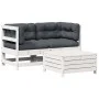3-teiliges Gartenmöbel-Set mit Kissen aus weißem Kiefernholz. von vidaXL, Gartensets - Ref: Foro24-3250757, Preis: 293,11 €, ...
