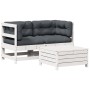 3-teiliges Gartenmöbel-Set mit Kissen aus weißem Kiefernholz. von vidaXL, Gartensets - Ref: Foro24-3250757, Preis: 293,11 €, ...