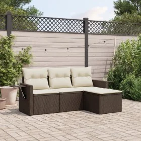 Set de sofás de jardín 4 pzas y cojines ratán sintético marrón by vidaXL, Garden sets - Ref: Foro24-3220072, Price: 261,72 €,...