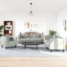 Dreiteiliges Sofaset mit Kissen aus hellgrauem Samt. von vidaXL, Sofas - Ref: Foro24-3209247, Preis: 582,51 €, Rabatt: %