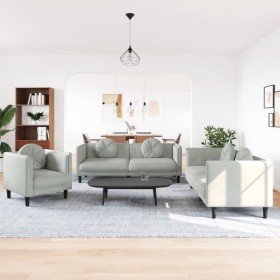 Juego de sofás con cojines 3 piezas terciopelo gris claro by vidaXL, Sofas - Ref: Foro24-3209247, Price: 637,09 €, Discount: %