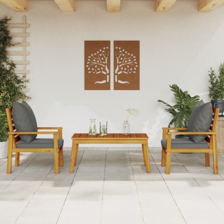 3-teiliges Gartenmöbel-Set mit Akazienholz und Kissen. von vidaXL, Gartensets - Ref: Foro24-3211808, Preis: 250,72 €, Rabatt: %