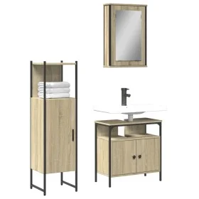 Set de muebles de baño 3 pzas madera contrachapada roble Sonoma by vidaXL, Bathroom furniture - Ref: Foro24-3214816, Price: 1...