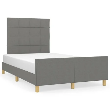 Bed frame with headboard dark gray fabric 120x190 cm by vidaXL, Beds and slatted bases - Ref: Foro24-3270514, Price: 179,08 €...