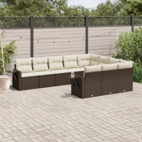 Set de sofás de jardín 10 pzas y cojines ratán sintético marrón by vidaXL, Garden sets - Ref: Foro24-3220692, Price: 663,95 €...
