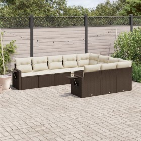 Set de sofás de jardín 10 pzas y cojines ratán sintético marrón by vidaXL, Garden sets - Ref: Foro24-3220692, Price: 674,39 €...