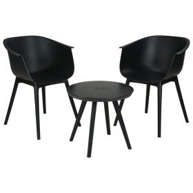 ProGarden Juego de muebles de patio de 3 piezas PP negro