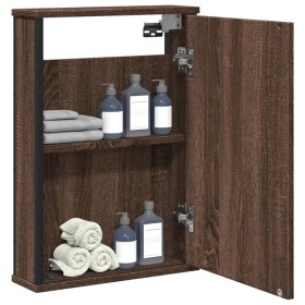 Armario con espejo baño madera marrón roble 42x12x60 cm