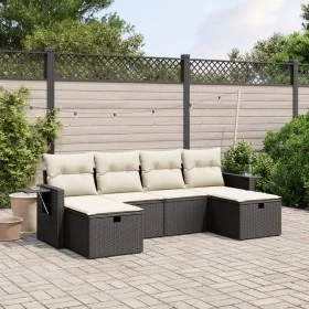 Set de sofás de jardín 6 piezas y cojines ratán sintético negro by vidaXL, Garden sets - Ref: Foro24-3263852, Price: 339,82 €...