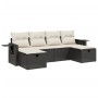 6-teiliges Gartensofa-Set und Kissen aus schwarzem Kunststoff-Rattan. von vidaXL, Gartensets - Ref: Foro24-3263852, Preis: 33...