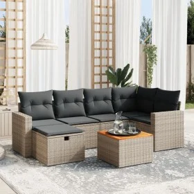 Set de sofás de jardín 7 piezas con cojines ratán PE gris by vidaXL, Garden sets - Ref: Foro24-3264840, Price: 401,27 €, Disc...