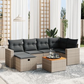 Set de sofás de jardín 7 piezas con cojines ratán PE gris by vidaXL, Garden sets - Ref: Foro24-3264840, Price: 400,97 €, Disc...