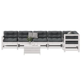 Set muebles jardín 7 pzas con cojines madera maciza pino blanco by vidaXL, Garden sets - Ref: Foro24-3250885, Price: 610,15 €...
