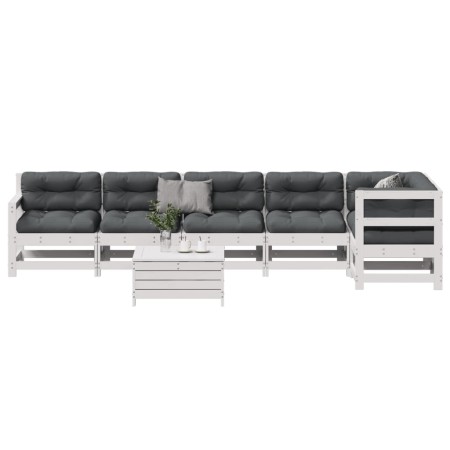 Set muebles jardín 7 pzas con cojines madera maciza pino blanco by vidaXL, Garden sets - Ref: Foro24-3250885, Price: 610,15 €...