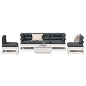 Set muebles jardín 6 pzas con cojines madera maciza pino blanco by vidaXL, Garden sets - Ref: Foro24-3250717, Price: 506,77 €...