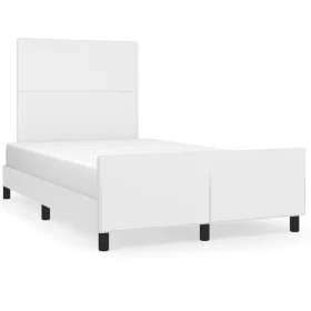 Bed frame with headboard white synthetic leather 120x190 cm by vidaXL, Beds and slatted bases - Ref: Foro24-3270549, Price: 1...