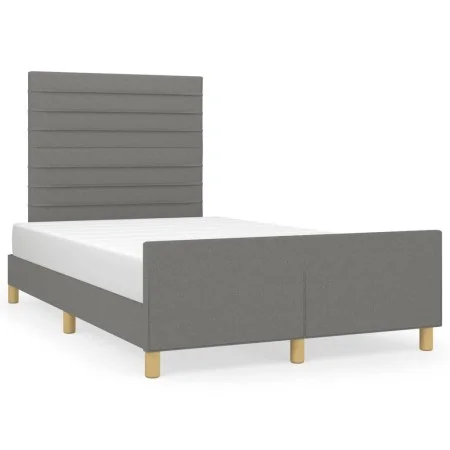 Bed frame with headboard dark gray fabric 120x190 cm by vidaXL, Beds and slatted bases - Ref: Foro24-3270521, Price: 164,92 €...