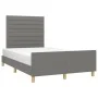 Bed frame with headboard dark gray fabric 120x190 cm by vidaXL, Beds and slatted bases - Ref: Foro24-3270521, Price: 164,92 €...