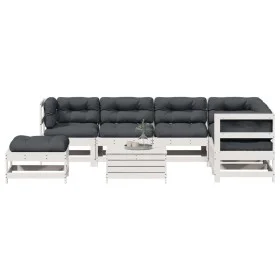 Set muebles jardín con cojines 8 pzas madera maciza pino blanco by vidaXL, Garden sets - Ref: Foro24-3250625, Price: 686,20 €...