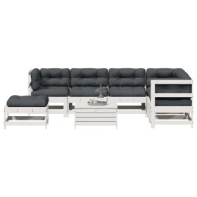 Set muebles jardín con cojines 8 pzas madera maciza pino blanco by vidaXL, Garden sets - Ref: Foro24-3250625, Price: 694,60 €...