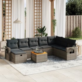 Gartenmöbel-Set 9-teilig mit grauen Polstern aus synthetischem Rattan von vidaXL, Gartensets - Ref: Foro24-3264987, Preis: 52...