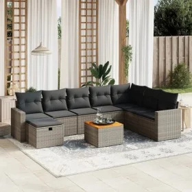 Gartenmöbel-Set 9-teilig mit grauen Polstern aus synthetischem Rattan von vidaXL, Gartensets - Ref: Foro24-3264875, Preis: 51...