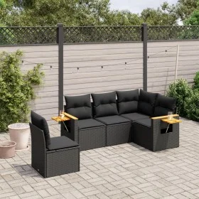 Set de muebles de jardín 5 pzas y cojines ratán sintético negro by vidaXL, Garden sets - Ref: Foro24-3226811, Price: 364,46 €...