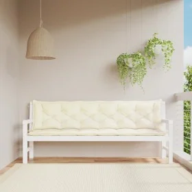 Cojines de banco de jardín 2 uds blanco crema 200x50x7 cm by vidaXL, Cushions for chairs and sofas - Ref: Foro24-361737, Pric...