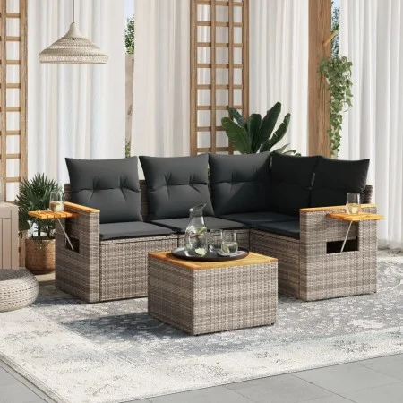 Gartensitzgruppe mit 5-teiligen Sofas und Kissen aus grauem synthetischem Rattan. von vidaXL, Gartensets - Ref: Foro24-322678...