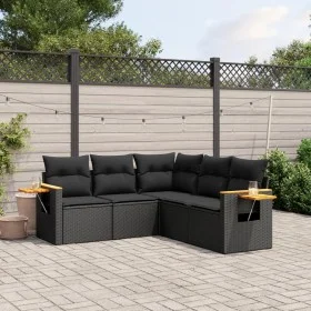 Gartenmöbel-Set 5-teilig mit schwarzen Polstern aus synthetischem Rattan von vidaXL, Gartensets - Ref: Foro24-3226797, Preis:...