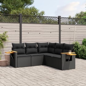 Set de muebles de jardín 5 pzas y cojines ratán sintético negro by vidaXL, Garden sets - Ref: Foro24-3226797, Price: 352,06 €...