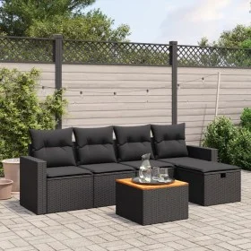 6-piece garden sofa set with black synthetic rattan cushions by vidaXL, Garden sets - Ref: Foro24-3264828, Price: 342,59 €, D...