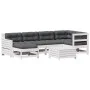 Set muebles jardín 7 pzas con cojines madera maciza pino blanco by vidaXL, Garden sets - Ref: Foro24-3250921, Price: 660,38 €...