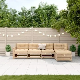 Gartengarnitur 5-teilig und Kissen Massivholz Kiefer von vidaXL, Gartensets - Ref: Foro24-3250832, Preis: 490,33 €, Rabatt: %