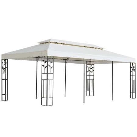 Cenador con doble techo acero blanco 6x3 m