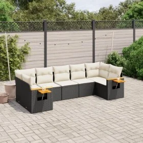 Set de comedor de jardín 7 pzas y cojines ratán sintético negro by vidaXL, Garden sets - Ref: Foro24-3227106, Price: 461,80 €...