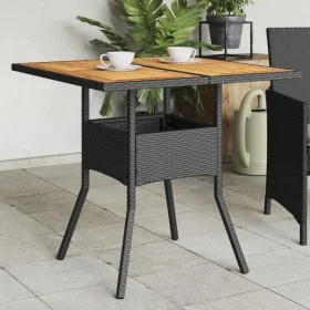 Mesa de jardín superficie de madera ratán PE negro 80x80x75 cm by vidaXL, Garden tables - Ref: Foro24-365519, Price: 93,61 €,...