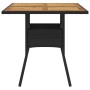 Mesa de jardín superficie de madera ratán PE negro 80x80x75 cm by vidaXL, Garden tables - Ref: Foro24-365519, Price: 82,56 €,...