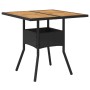 Mesa de jardín superficie de madera ratán PE negro 80x80x75 cm by vidaXL, Garden tables - Ref: Foro24-365519, Price: 82,56 €,...