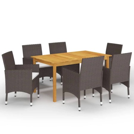 Juego de comedor para jardín 7 piezas con cojines marrón by vidaXL, Garden sets - Ref: Foro24-3095864, Price: 531,60 €, Disco...