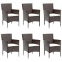 Juego de comedor para jardín 7 piezas con cojines marrón de vidaXL, Conjuntos de jardín - Ref: Foro24-3095893, Precio: 671,89 €