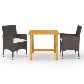 3-teiliges Gartensitzgruppen-Set mit braunen Kissen. von vidaXL, Gartensets - Ref: Foro24-3095891, Preis: 248,92 €, Rabatt: %