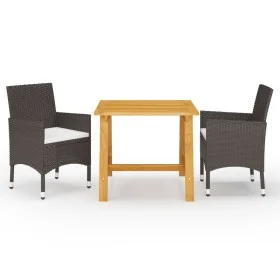 Juego de comedor de jardín 3 piezas con cojines marrón by vidaXL, Garden sets - Ref: Foro24-3095891, Price: 245,51 €, Discoun...