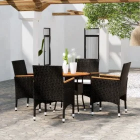 Set de bistró jardín 5 pzas ratán sintético madera maciza negro by vidaXL, Garden sets - Ref: Foro24-3095909, Price: 332,54 €...