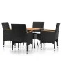 5-teiliges Bistro-Gartenmöbel-Set aus synthetischem Rattan und massivem Holz in Schwarz. von vidaXL, Gartensets - Ref: Foro24...